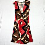 Ralph Lauren Lauren  Abstract Geometric V-Neck Dress Size XL Jersey Stretch Photo 2
