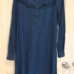 Old Navy Denim Dress Ruffle Collar Long Sleeve Casual Shirt Dress Small Photo 0