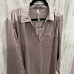 Soma Women's Satin Long Sleeve Button Up Sleep Shirt in Silver Taupe Large Photo 2