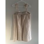 J.Crew Mini Dress Womens Small Cream Tan Linen Tie Pom Pom Resort Coastal Preppy Photo 1