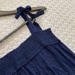 Tory Burch NWOT Smocked Shoulder-Tie Jumpsuit Size XS Navy Blue Photo 3