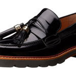 Stuart Weitzman Manila loafer black patent leather gold tone hardware tassel 8.5 Photo 0