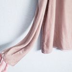 Tibi  Silk Velvet Marble Cream Drape Sleeve Top Photo 3