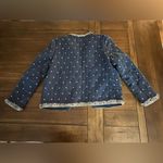 J. McLaughlin  Blue Quilted Jacket with Cream Fringe Accents Photo 8