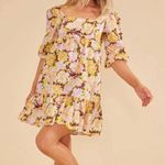 MINKPINK  Floral Zoey Tie Back Puff Sleeve Square Neck Mini Dress Size M Photo 3