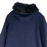 Ann Taylor  Weekend Collection Faux Fur Trim Wool Duffle Coat Blue Size M Photo 10