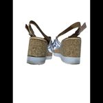 Nature Breeze  Size 6 Blue and White Woven Peep Toe Cork Wedge Sandals Photo 2