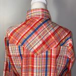 Vintage Miller Western Wear Plaid Long Sleeve pearl snap Shirt size 16/38 READ Red Photo 3