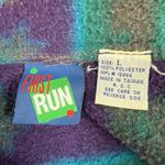 First Run Vintage Fleece Pullover Teal Purple Snowflake Zip Neck Large 90s Retro Photo 2