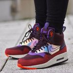 Nike  sz 8.5 Women Air Max 1 Mid Sneaker Boot Deep Burgundy Iridescent Streetwear Photo 0