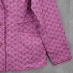 Susan Graver  Purple Embroidered Floral Scallop Notch Cotton Jacket Blazer Small Photo 4
