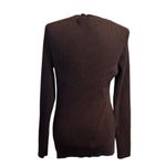 Tommy Hilfiger  Ribbed Knit Top Chocolate Brown Split Neck (L) Neutral Minimalist Photo 1