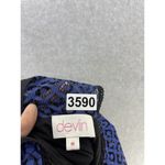 Devlin  Women's Dress Laser Cut Sleeveless Size Medium A Line Blue Black Lined Photo 2