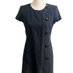 Ann Taylor Textured Black Knee Length Career Dress Big Button Size 4 office Photo 0