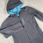 Athleta Zip Up Jacket Size S Gray And Teal With Stitched Flower Design Photo 0