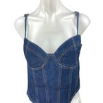 Princess Polly Blue Sleeveless Corset Bustier Denim Jean Tank Crop Top Size 12 Photo 0