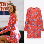 ZARA Red Floral Wrap Dress Photo 1