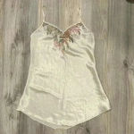 Vintage Val Mode Lingerie Ivory Satin Floral Sleeveless Slip Chemise Size L Photo 0