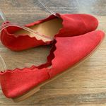 Seaside Red Suede Made in Portugal Scalloped Slip On Flat Shoes Size US … Photo 2