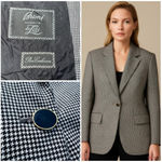 Women's Brioni 100% Cashmere Cecelia Blazer Houndstooth Black White Gold Size 12 Photo 1