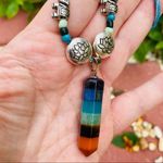 Handmade 7 Chakra Point Stone Reiki Leather Necklace Photo 3
