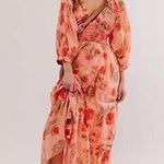 Free People NWOT Golden Hour Pink Floral Multicolor Long Sleeve Boho Maxi Dress Photo 0
