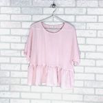 Wilfred Aritzia Macee Blush Pink Flutter Sleeve Peplum Blouse Size M Photo 2