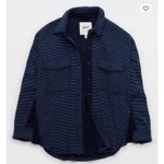 Aerie LumberJane Waffle Shirt Oversized Button Up Navy Blue Women’s size Small Photo 13