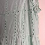 Nursing Queen Mint Green Eyelet Midi Dress Size L Cotton Tiered Ruffle Sleeve Size L Photo 2