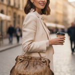 Charming Charlie Gold Brown Shoulder Bag Photo 0