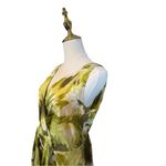 Ann Taylor  Olive Lime Green Abstract Pattern V-neck Midi Dress Small 6 Photo 6