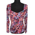 Bisou Bisou  Ruched Floral Longsleeve Blouse Photo 0