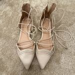 ALDO  Cream Lace-Up Ballet Flats Photo 2