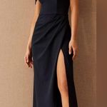 BHLDN  NEW Chiffon ROSSI CREPE Maxi Dress Bridesmaid SIZE 6 DARK BLUE FORMAL NWT Photo 1