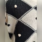 None Tan Black Diamond Pom Striped Sweater Short Sleeve Top Size Medium ME Photo 2