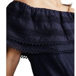 Boden USA Boden Blue Off Shoulder Dress Eyelet Ruffle 6 Tall Photo 1