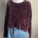 PacSun LA Hearts Plush Chenille Chunky Knit Crewneck Pullover Scallop Hem Crop Sweater Photo 0