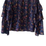 Madewell Blue Floral Ruffle Sleeve in Climbing Vine Blouse Shirt Top SZ S #2214 Photo 4