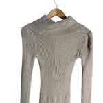 Moda International Beige Ribbed Knit Long Sleeve Flounce Cowl Neck Sweater Dress Size XS Photo 4