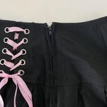 Hot Topic  Skater Punk Grunge Pink Bow Black Pleated Mini Lace Up Skirt S / M Photo 5