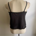 Unique Vintage Vintage 1980s Black Satin Lace Sequin Beaded Adjustable Straps Camisole Medium Photo 5