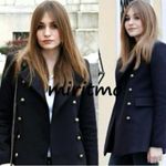 ZARA Short Coat With Gold Metallic Buttons Black Photo 10