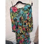 Spy‎ Zone Exchange Tropical Floral Print Wrap Maxi Dress Long Sleeve Belted M Green Size M Photo 8