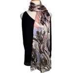 Cynthia Rowley 100% silk abstract watercolor floral long scarf 12.5 x 66” Photo 7