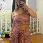 The Impeccable Pig  set with pink and white flowy shorts and tube top Photo 4