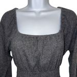 Madewell Charcoal Grey Smocked Peplum Long Sleeve Square Neck Top XS Photo 3