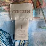 Chico's  Womens Size Medium Multicolor Vacation Tropical Print Stretch Blouse Top Photo 3