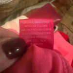 Feathers Pink Mock Neck Crop Blouse Large Photo 6