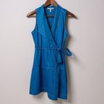 Derek Lam 10 Crosby Wrap Dress‎ Women's Size 6 Blue Drape Collar Chic Photo 1