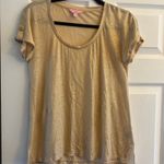 Lilly Pulitzer Womens XS Gold Sand Dune Linen Inara Short Sleeve Tee Coastal Photo 0